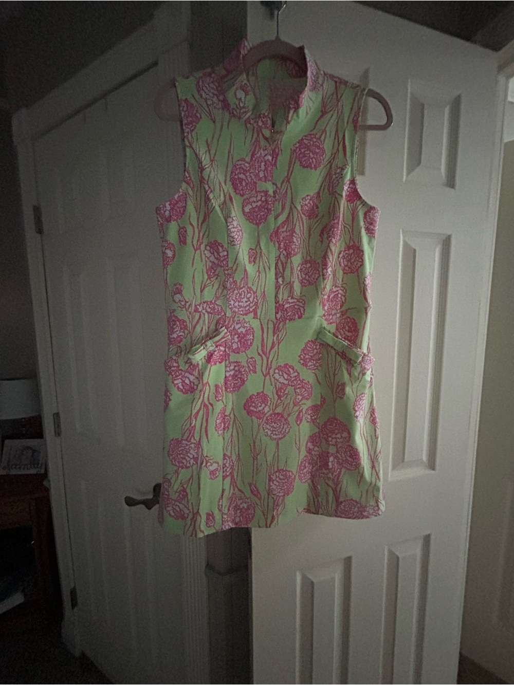 Lilly Pulitzer Sleeveless Floral Shift Dress in Mint Green and Hot Pink